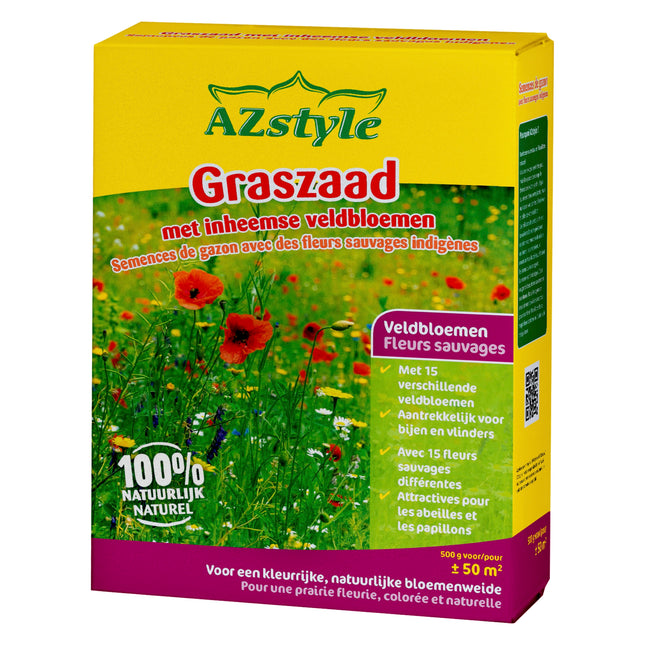 Graszaad met inheemse veldbloemen