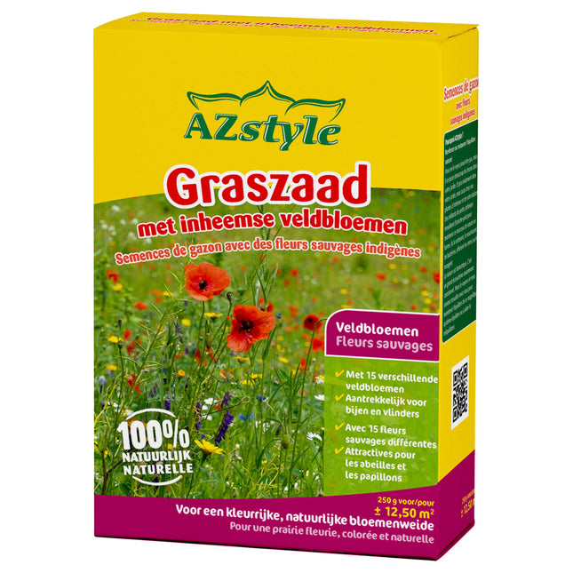 Graszaad met inheemse veldbloemen